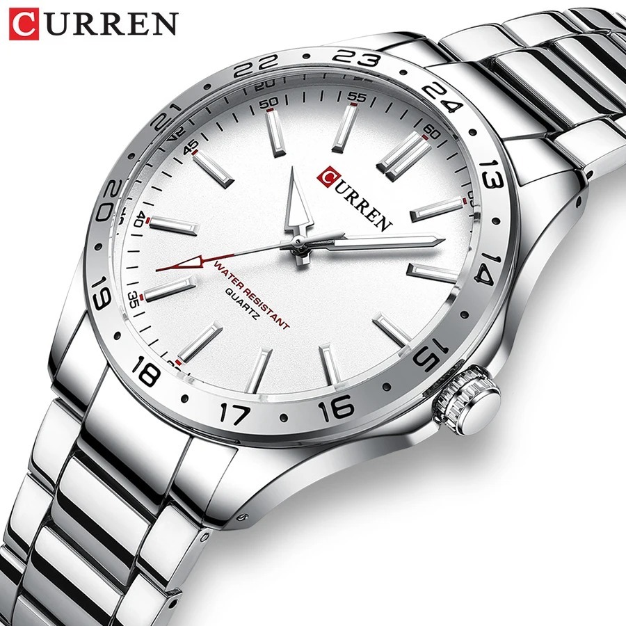 Luxury Watch White - CURREN 8452 Gümüş Beyaz Hediye Kuvars