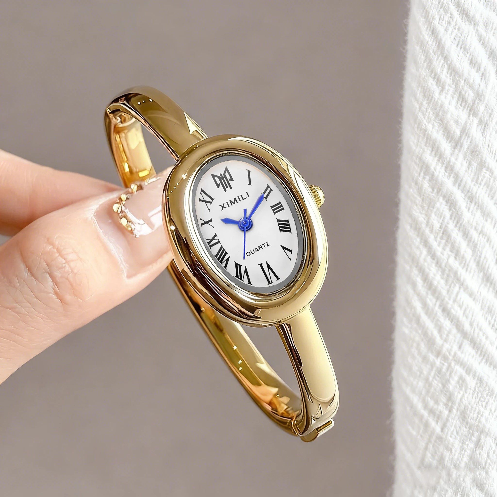 Luxury Watch White - 2026XIMILI Kadınlar için Vintage Oval Bileklik