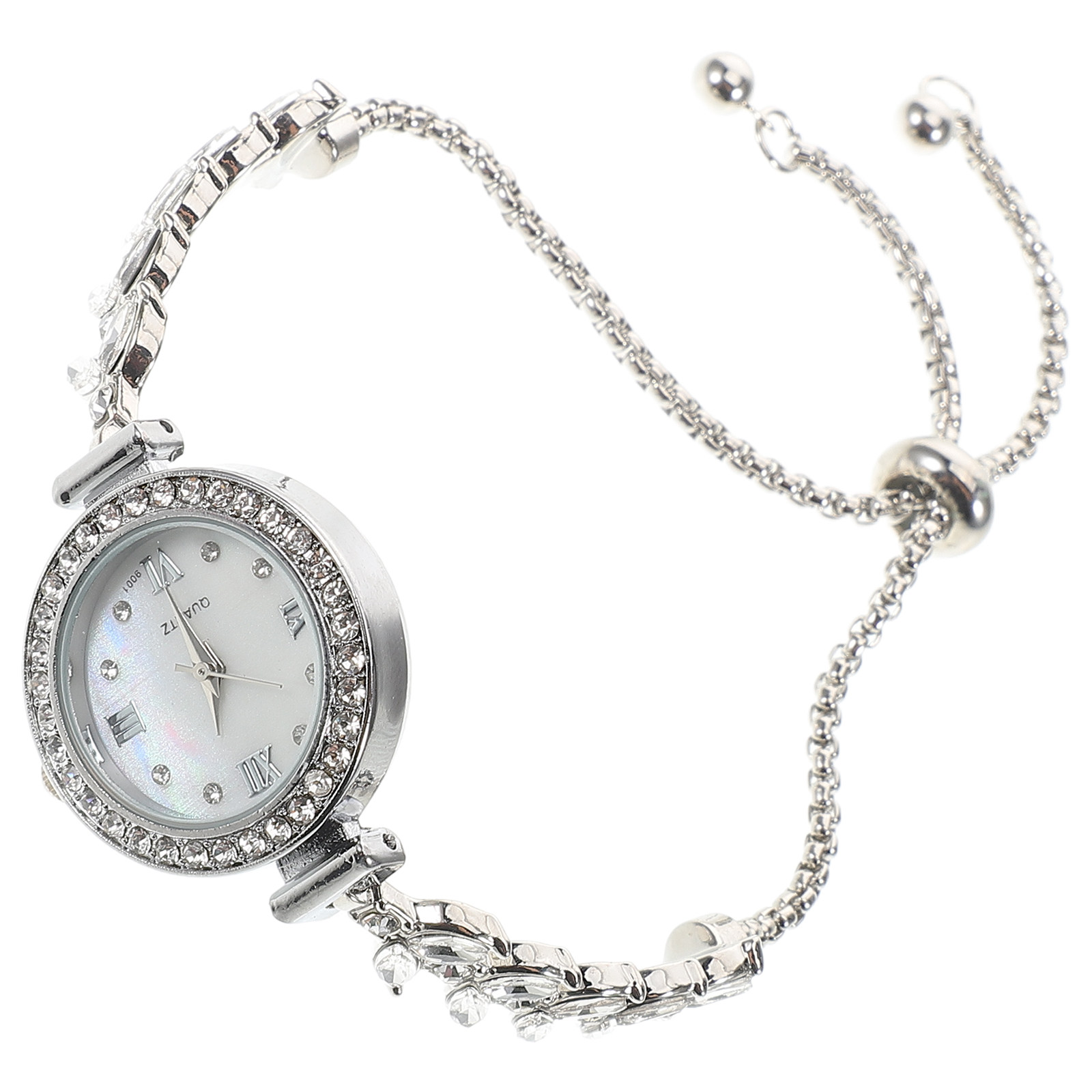 Luxury Watch White - Rhinestone Kuvars Saat Kadınlar İçin Gümüş