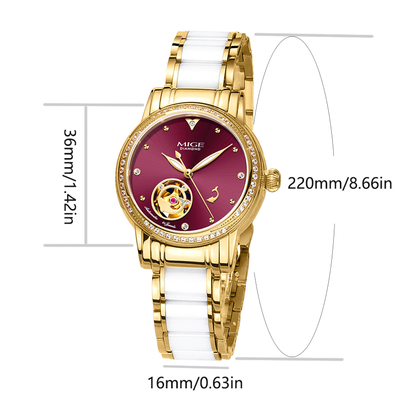 MIGE Bayanlar İskelet Otomatik - Luxury Watch White incelemesi ve fiyatı